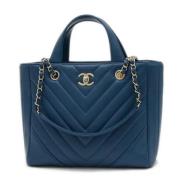 Pre-owned Leather chanel-bags Chanel Vintage , Blue , Dames