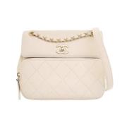 Pre-owned Leather chanel-bags Chanel Vintage , Beige , Dames