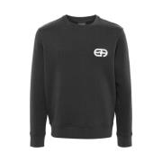 Logo Geborduurde Sweater met Ronde Hals Emporio Armani , Gray , Heren