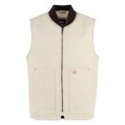 Canvas Waistcoat met Fleece Voering Dickies , Beige , Heren