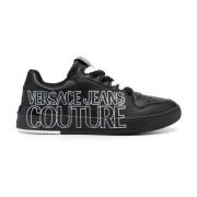 Zwarte Logo-Print Lage Sneakers Versace Jeans Couture , Black , Heren