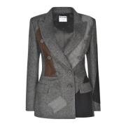 Multicolor Logo Blazer met 2 Knopen Moschino , Gray , Dames