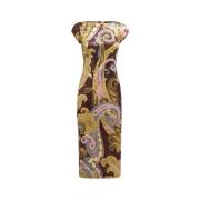 Bordeaux Paisley Print Midi Jurk Etro , Multicolor , Dames