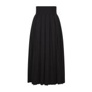 Zwarte Geplooide Rok Stretchwol Ermanno Scervino , Black , Dames