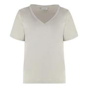 Geribbelde kraag katoenen T-shirt Calvin Klein , Beige , Dames