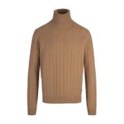 Bruine Cable Knit Coltrui Sweater Hugo Boss , Brown , Heren