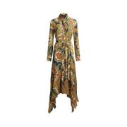 Blauwe Zijden Midi Overhemdjurk Multicolor Etro , Multicolor , Dames