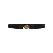 Zwarte Pegaso Elastische Riem met Leer Etro , Black , Dames