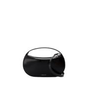 Zwarte Leren Swipe Tas met Twee Handvatten Coperni , Black , Dames