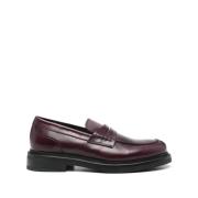 Rode Gladde Loafers met Vierkante Hak Canali , Brown , Heren