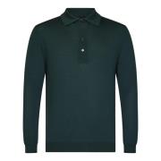 Groene Merinowol Polo Shirt Low Brand , Green , Heren