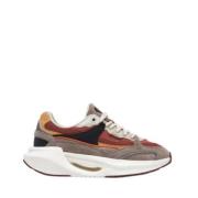 Beige Suède Sneakers met Bordeaux Detail D.a.t.e. , Multicolor , Dames