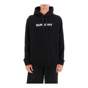 Logo Hoodie in Frans Terry Katoen Burberry , Black , Heren