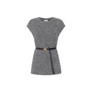 Gebreide Mouwloze Riemtop Elisabetta Franchi , Gray , Dames