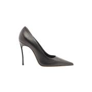 Gelamineerde leren bladhiel laars Casadei , Black , Dames