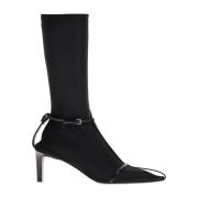 Enkellaarzen met gespbanden van leer Jil Sander , Black , Dames