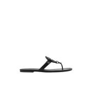 Zwarte Leren Miller Slides Tory Burch , Black , Dames