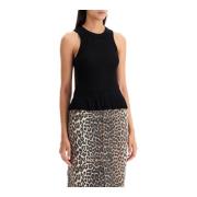 Gebreide tanktop met spaghettibandjes Ganni , Black , Dames