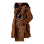 Faux Fur Shearling Jas Camel Giacomo , Brown , Dames