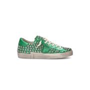 Studded Leather Urban Sneakers Philippe Model , Green , Dames