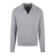 Merino Wool Resort Polo Shirt Herno , Gray , Heren