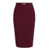 Midi Rok met Gouden Metalen Detail Elisabetta Franchi , Red , Dames