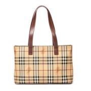 Pre-owned Coated canvas shoulder-bags Burberry Vintage , Beige , Dames