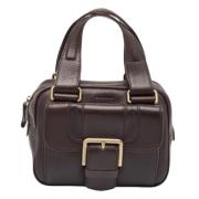 Pre-owned Leather handbags Burberry Vintage , Brown , Dames