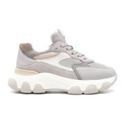 Grijze Sneakers Leer Suède Mesh Hogan , Gray , Dames