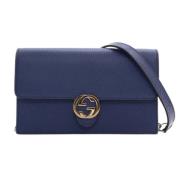 Pre-owned Leather gucci-bags Gucci Vintage , Blue , Dames