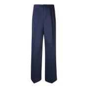 Blauwe Wollen Broek Aw24 Ami Paris , Blue , Heren