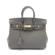 Pre-owned Leather handbags Hermès Vintage , Gray , Dames