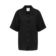 Zijden Zwarte Shirt met Elleboog Mouwen Heartmade , Black , Dames