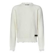 Witte Crew Neck Wollen Trui Dsquared2 , White , Heren