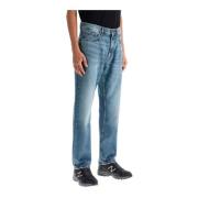 Versleten denim rechte pijp jeans Hugo Boss , Blue , Heren