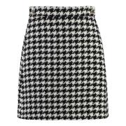 Versierde Houndstooth Mini Rok Hugo Boss , Black , Dames