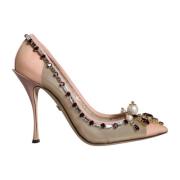 Mesh Versierde Hakken Leren Zool Dolce & Gabbana , Beige , Dames