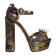 Versierde enkelband platform sandalen Dolce & Gabbana , Multicolor , D...