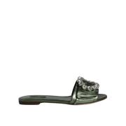 Kristalversierde Platte Sandalen Dolce & Gabbana , Green , Dames