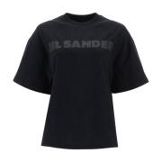 Oversized Logo T-shirt Jil Sander , Black , Dames