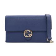 Pre-owned Leather gucci-bags Gucci Vintage , Blue , Dames