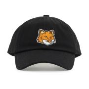 Geborduurde Fox Head Denim Baseball Cap Maison Kitsuné , Black , Heren