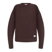 Katoenen Sweatshirt met Logopatch Saint Laurent , Brown , Dames