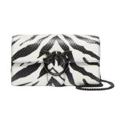 Zebra Print Leren Love Bag Portemonnee Pinko , Black , Dames