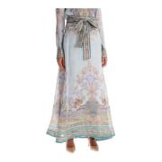 Paisley Print Linnen Zijden Maxi Rok Zimmermann , Multicolor , Dames