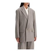 Oversized Double-Breasted Flannel Blazer Filippa K , Gray , Dames