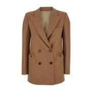 Bruine Dubbelrijige Wollen Jas Blazé Milano , Brown , Dames