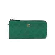 Pre-owned Leather wallets Chanel Vintage , Green , Dames