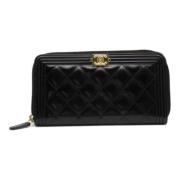 Pre-owned Leather wallets Chanel Vintage , Black , Dames