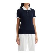 Gebreide wollen poloshirt Thom Browne , Blue , Dames